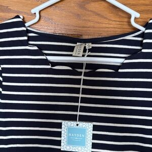 Hayden Black and White Striped Midi Dress